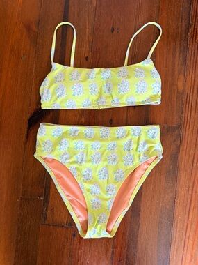 SZ Blockprints x J. Crew  Green Paisley Print Bikini Top & Bottom Set - Small ☀️